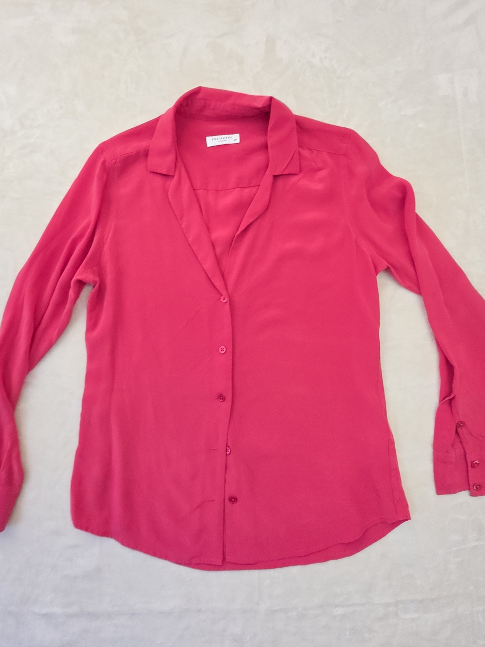 Equipment Femme 100% Silk Button Up Blouse Pink Long Sleeve Shirt Womens Small